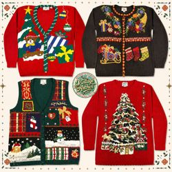 Vintage Heavy Knit Novelty Xmas Jumpers:10pcs (CM6..