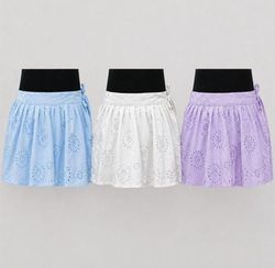 CR1728 Upcycled Floral Eyelet Mini Skirts