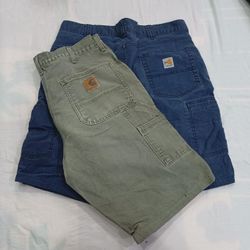 CR12885 Upcycled Carhartt Double-Knee Shorts