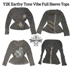 Y2K Earthy Tone Vibe Full Sleeves Tops TY-090