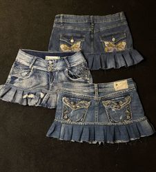 Upcycled Y2K Denim Pleated Mini Skirt