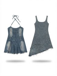(FV-2151) Y2K Denim Mini Dresses Bundle | 90s Jean..
