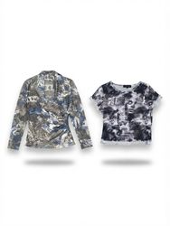 (FV-2211)     Abstract & Floral Print Women’s Tops..