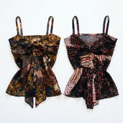 Upcycled Y2K Tie-Front Cami Tops