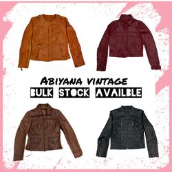 Y2K Vintage Leather Jackets Bundle - Collarless Mo..
