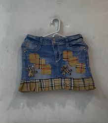 Upcycle Denim Patchwork Mini Skirt Burberry Style ..