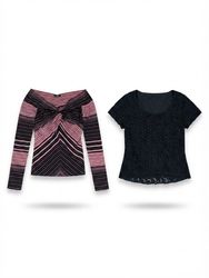 (FV-2205)     Y2K Vintage Women’s Graphic & Stripe..