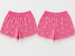CR1586 Upcycled Floral Lace-Trim Shorts