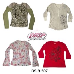 Trendy Y2K Poly Printed Long Sleeve Top (DS-9-597)