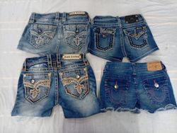 CR10592 Upcycled Mix Branded Kids’ Mini Denim Shor..