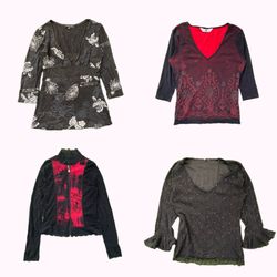 Y2k Desigual Sill & Silk Printed Tops B2F-338