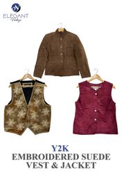 Y2K Embroidered Suede Vest & Jackets - EV0077