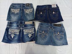 CR10588 Upcycled Mix Branded Kids’ Mini Denim Skir..
