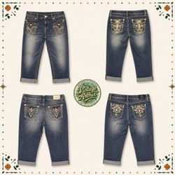 Y2K Euro Girl Rhinestone Capri Jeans :10pcs (CR1)
