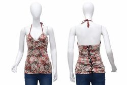 CR2124 Upcycled Floral Halter Top