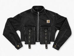 CR2227 Upcycled Carhartt Black Denim Utility Crop ..