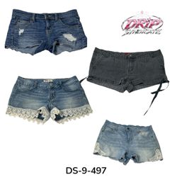 Vintage Vibes Meet Modern Denim Mini Shorts (DS-9-..