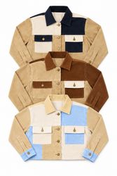 CR1234 Upcycled Two-Tone Utility Cropped Jacket