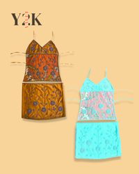 Y2K Fairycore Mesh Cami Top & Mini Skirt Set (Yv-7..
