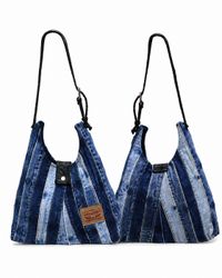 CR1946 UPCYCLED PATCHWORK DENIM HOBO BAG