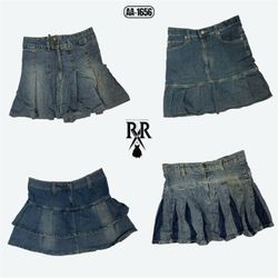 Y2K Deep Blue Denim Mini Skirts (AA-1656)