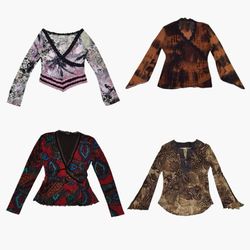 Y2K Moody Graphic Mesh Tops