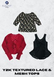 Y2K Textured Lace & Mesh Tops - EV2409