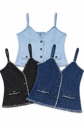 CR1118  Upcycled Denim Buttoned Camisole