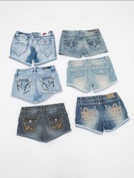 Vintage Y2K Rhinestone Pocket Denim Shorts Bundle(..