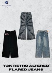 Y2K Retro Altered Denim Flared Jeans - EV2428