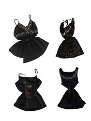 Y2K Black Beaded Necklace Detail Camisoles-ST-319
