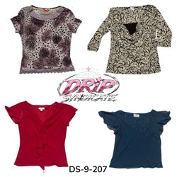 Y2K Retro Poly Blouse Stylish Vintage Fashion (DS-..