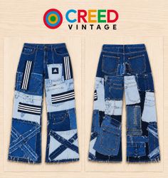 CR2193 UPCYCLED ADIDAS PATCHWORK DENIM JEANS