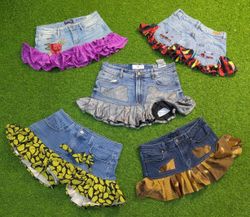 7969 - Upcycled Mini Denim Skirts