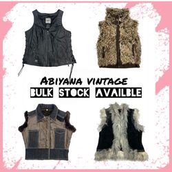 Y2K Vests Bundle - Leather Biker Lace-Up, Faux Fur..