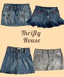 Y2K Flirty Pleated Jean Skirts(TH/563)