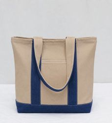 CR2217 Upcycled Two-Tone Canvas and Denim Tote Bag..