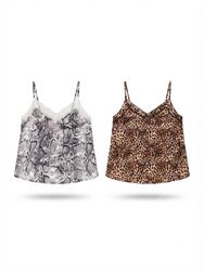 (FV-2186) Camisole & Cami Tops Mix | Floral, Leopa..