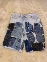 Upcycled Denim Patchwork Jorts/ Shorts