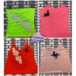 Y2K Vintage Reworked Cami Top Bundle – Hand-Embell..