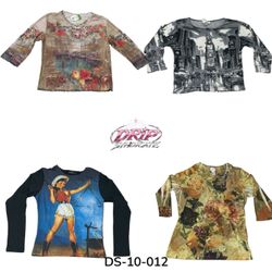 Y2K Long Sleeve Printed Blouse With Retro Vibes (D..