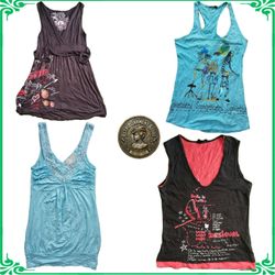 Y2K Vintage Designer Tank Tops Bundle Desigual Gra..