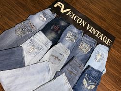 Y2k Low Rise Back Embellished Flare jeans (B-008).