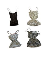 Y2K Black Sequin Spaghetti Strap Camisoles-ST-321