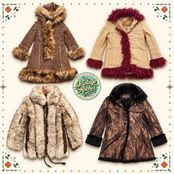 Vintage Afghan Fur-Trim Shearling Jackets :10pcs (..
