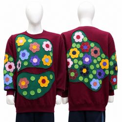 CR1979 UPCYCLED GARDEN PATCHWORK APPLIQUÉ SWEATSHI..
