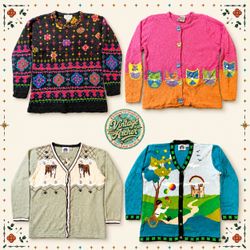 Vintage Heavy Knit Novelty Jumpers Mix: 10pcs (S4)