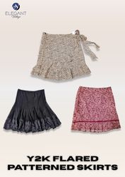 Y2K Flared Patterned Skirts - EV2366