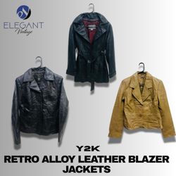 Y2K Retro Alloy Leather Blazer Jackets- EV1219