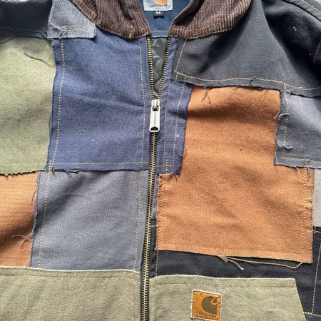 Upcycled Carhartt Raw Patchwork Jacket - Hooded